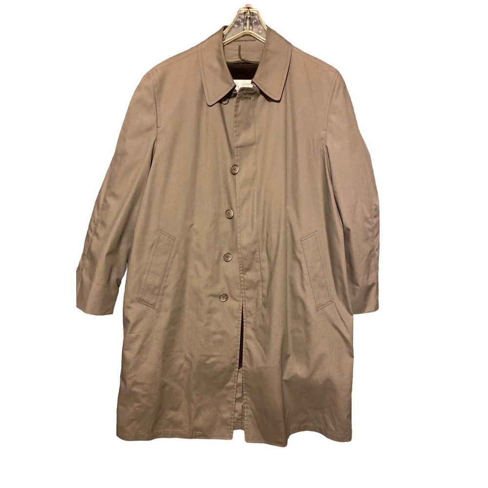 Vintage London Fog Khaki Tan Sherpa Faux Fur Lined Coat Size 40R